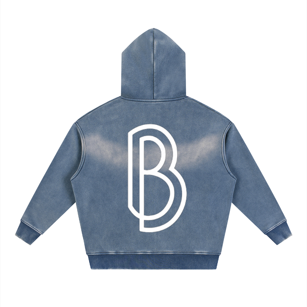 Sunfade Two-way Zipper Boxy Fleece Hoodie