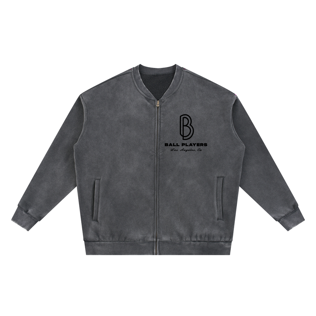 Vintage Washed Fleece Baseball Jacket