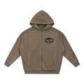 Snow Washed Tape Raw Edge Zip Hoodie