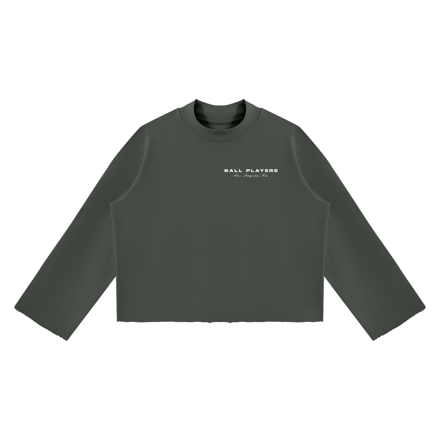 Unisex Mock Neck Raw Edge Boxy Sweatshirt