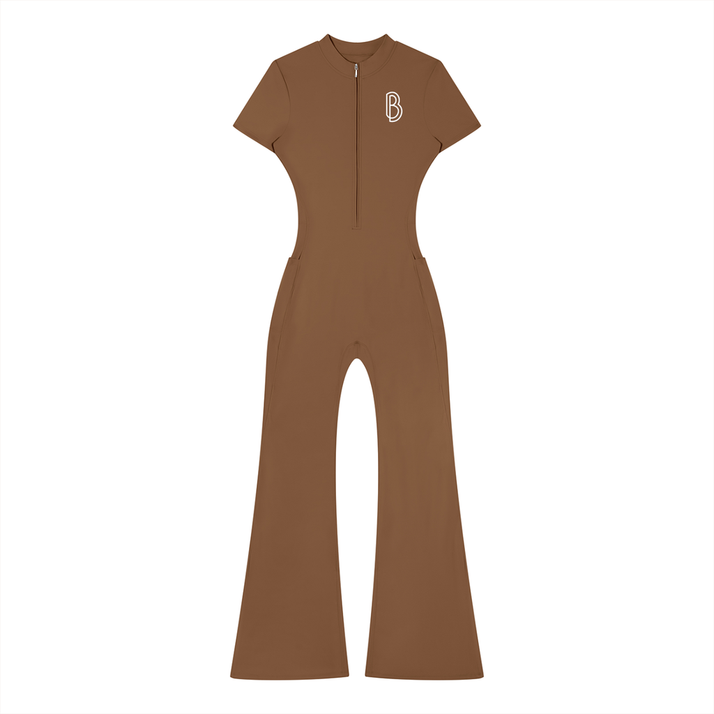 Women’s Tight Flared Leg Quarter-Zip Jumpsuit