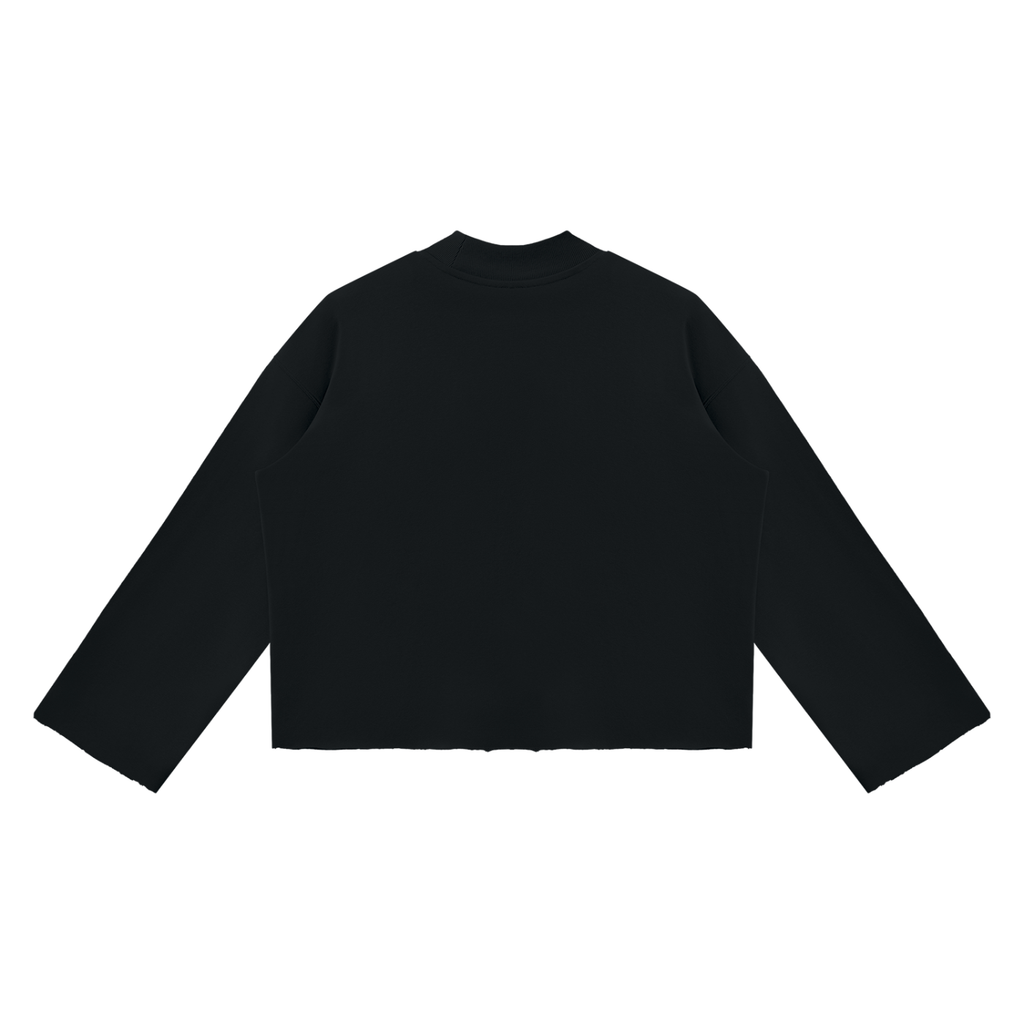 Unisex Mock Neck Raw Edge Boxy Sweatshirt