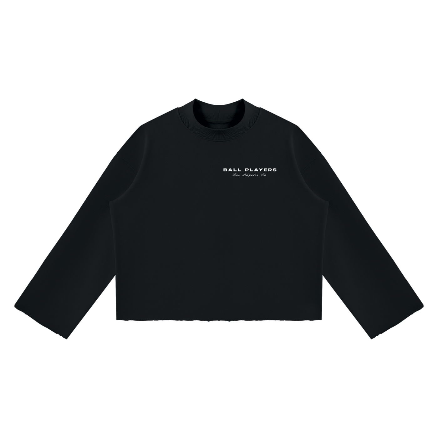 Unisex Mock Neck Raw Edge Boxy Sweatshirt