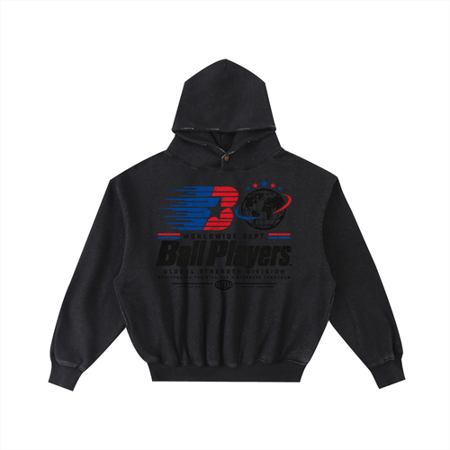 Frayed Enzyme Washed Fleece Hoodie