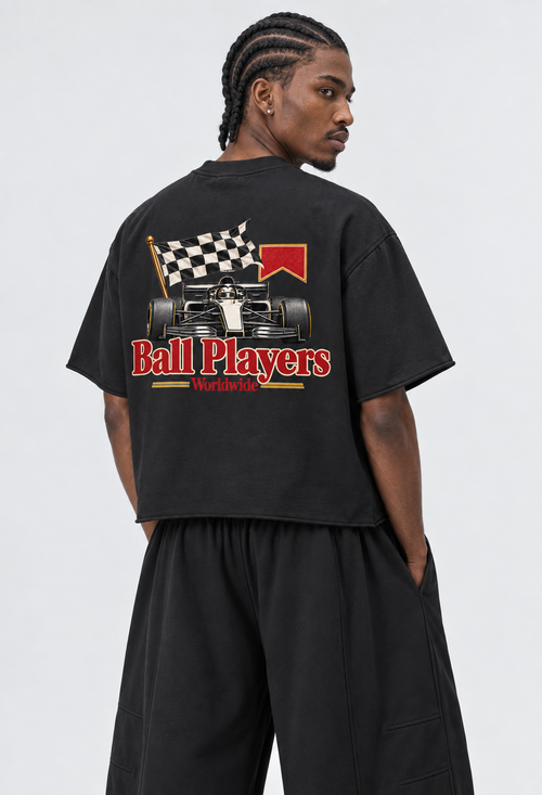 Catalog refresh 2026-09 | Back model view | French Terry Raw Edge T-Shirt | Black