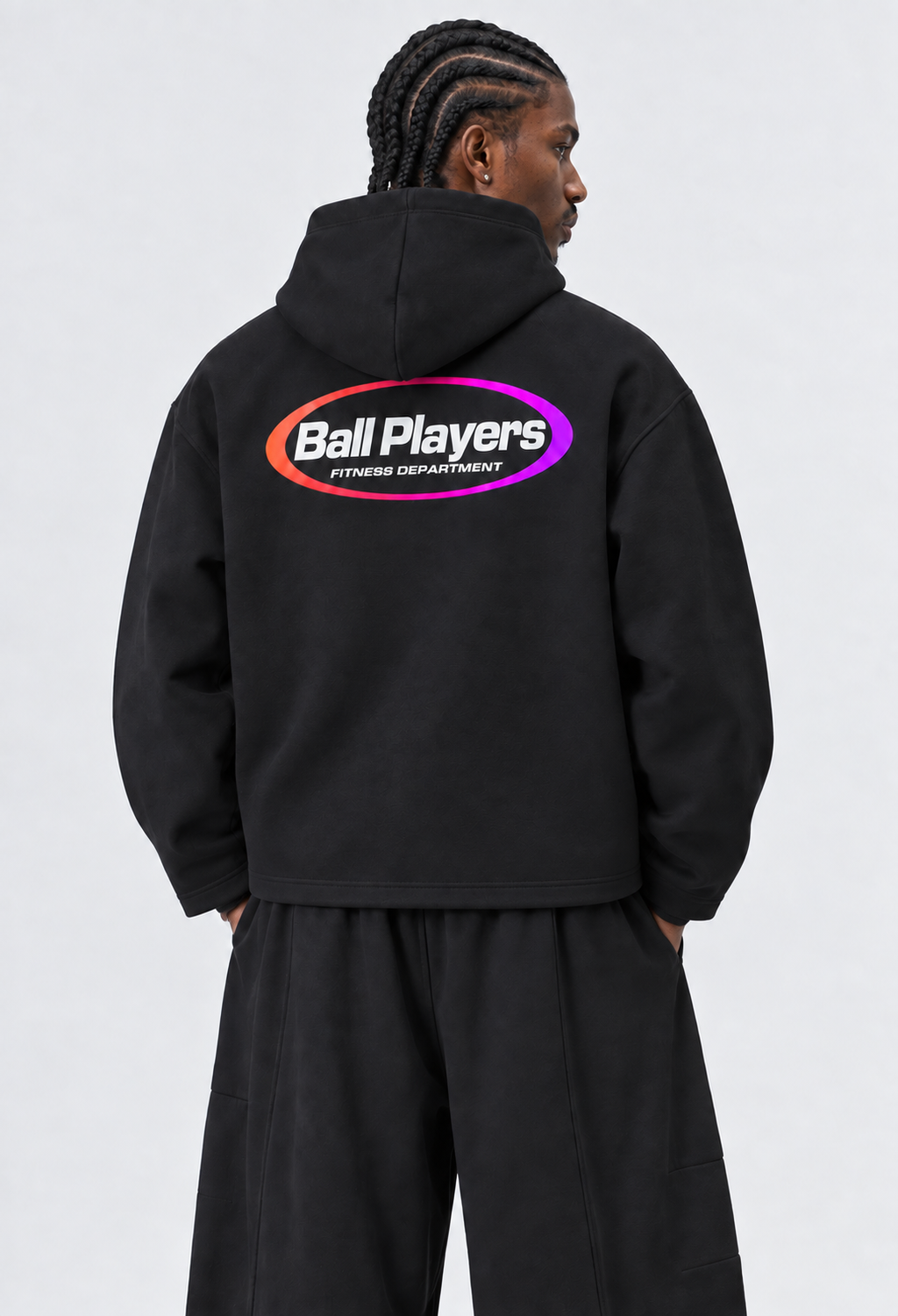 Catalog refresh 2026-09 | Back model view | Oversized Fleece Hoodie | Black