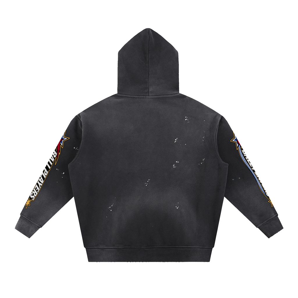 Vintage Washed Frayed Fleece Hoodie