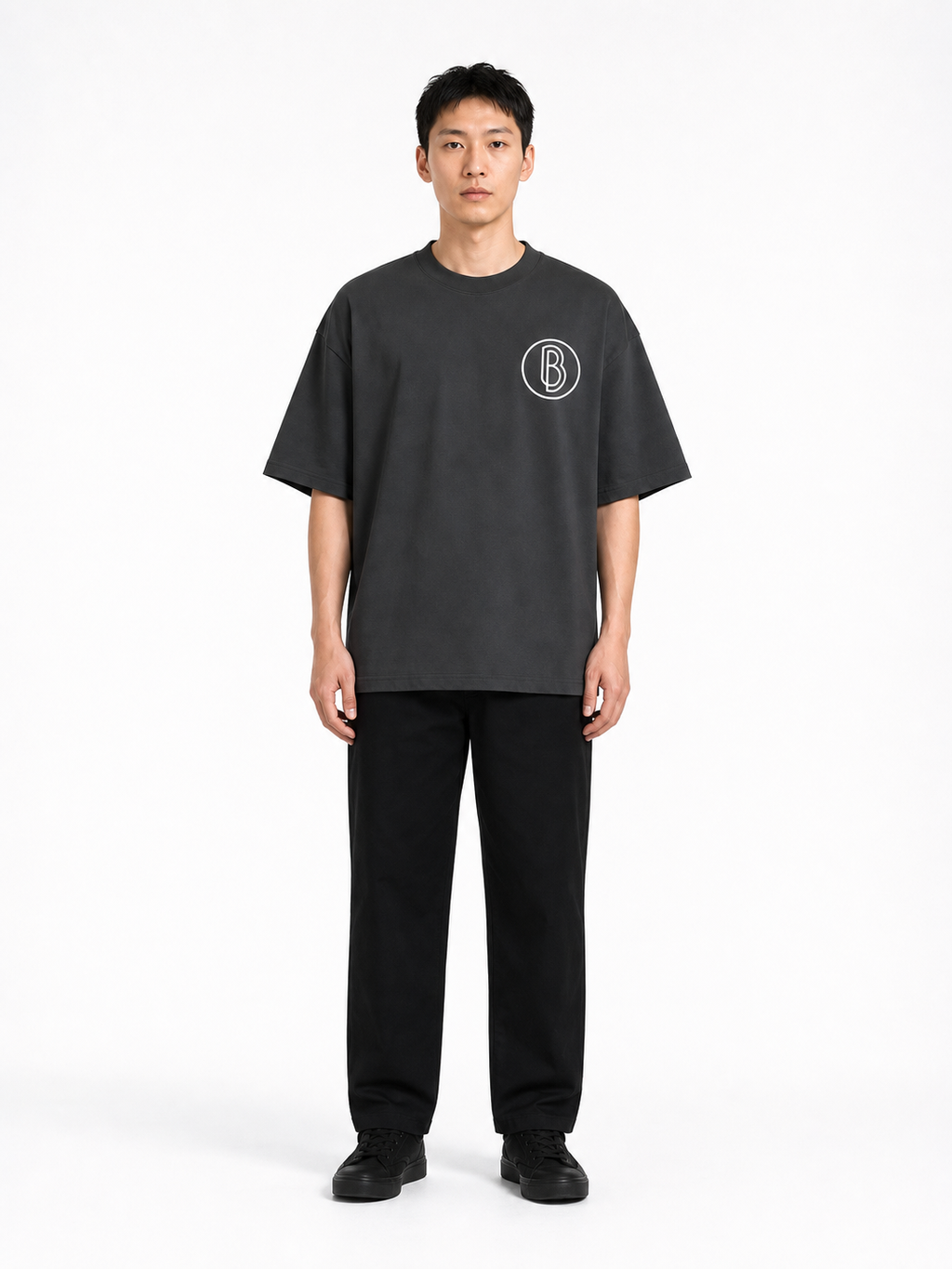 Classic Loose Boxy Tee front model view