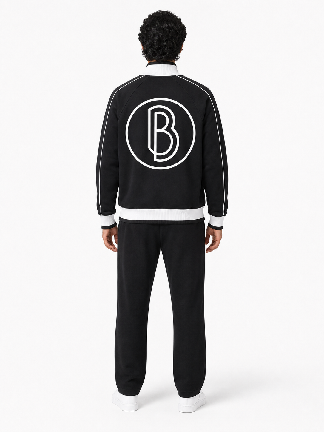 Color Block Raglan Sleeve Zip Track Jacket back model view