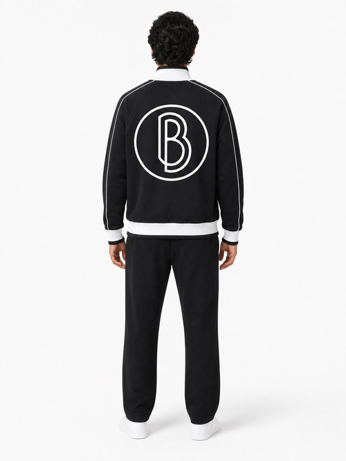 Color Block Raglan Sleeve Zip Track Jacket back model view