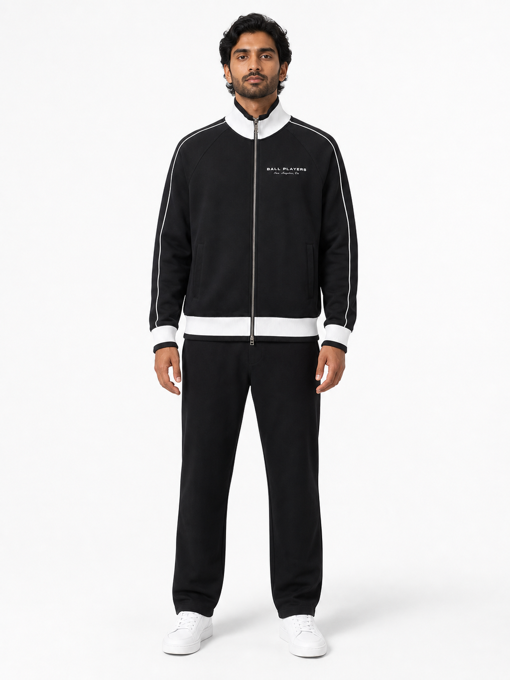 Color Block Raglan Sleeve Zip Track Jacket front model view