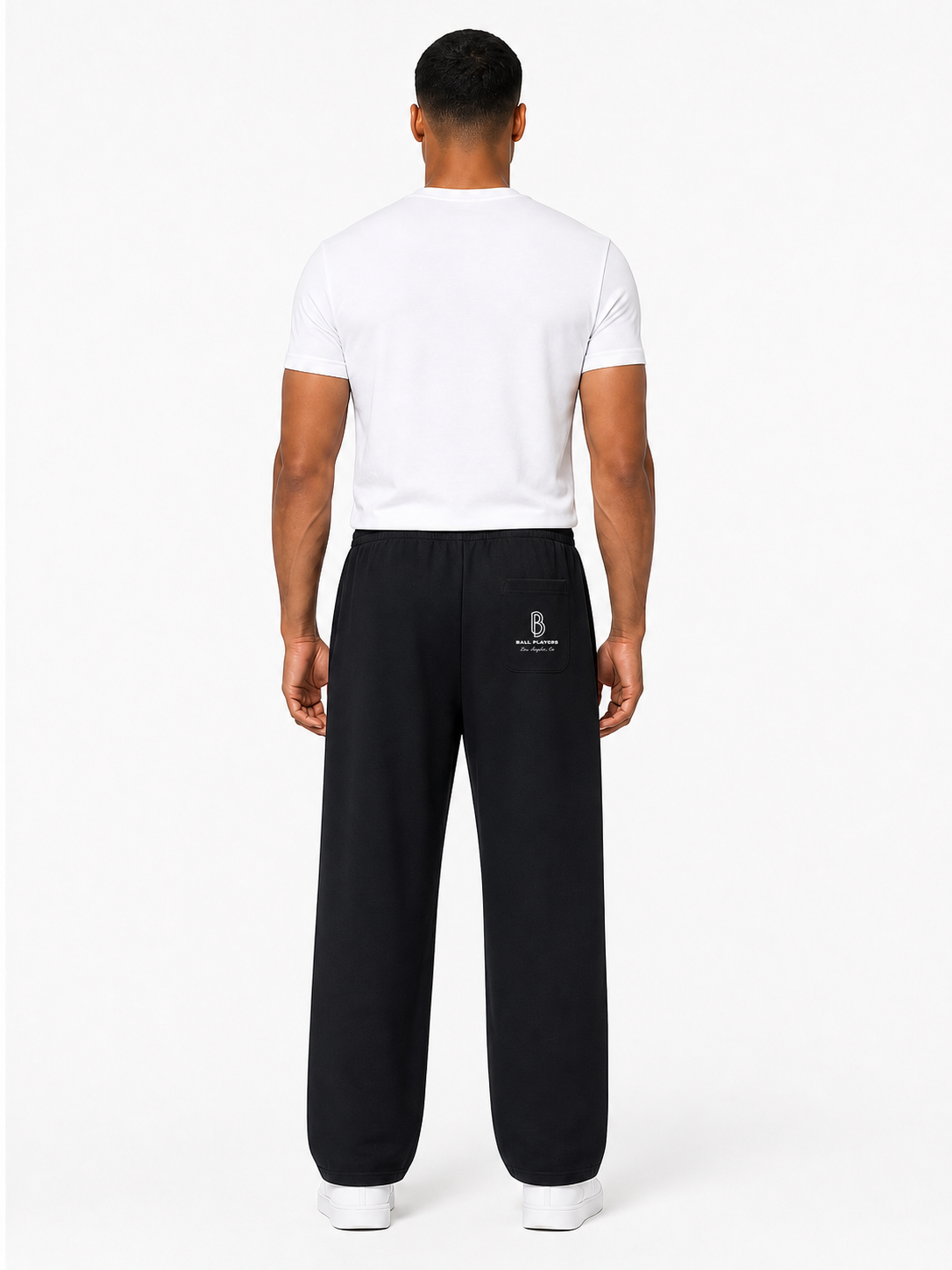 Curved Stripe Straight Sweatpants back model view