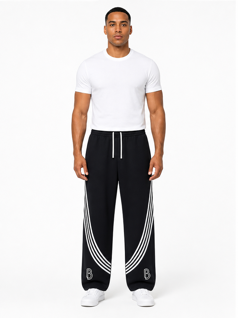 Curved Stripe Straight Sweatpants front model view