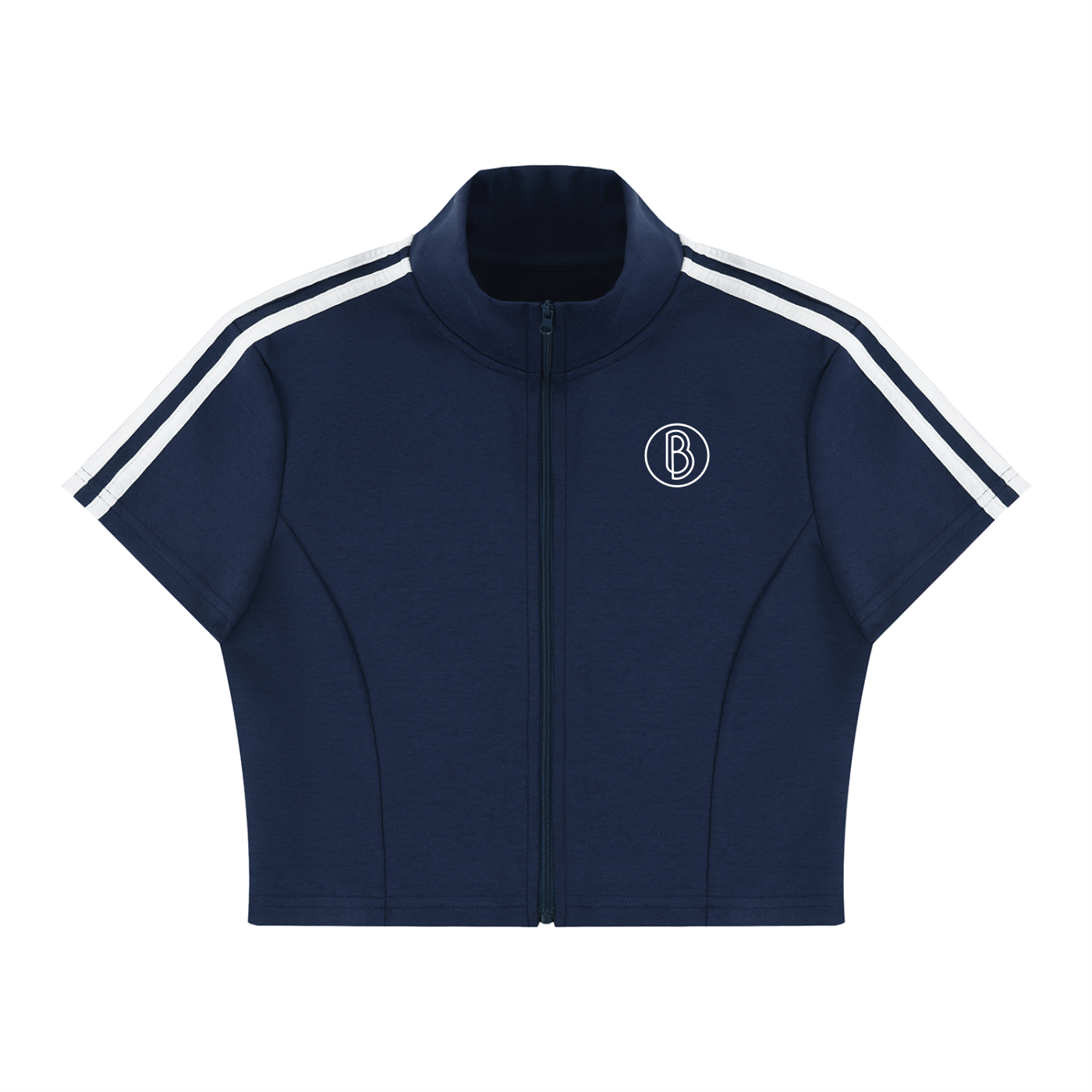 Women's Cropped Full Zip Short Sleeve T-Shirt
