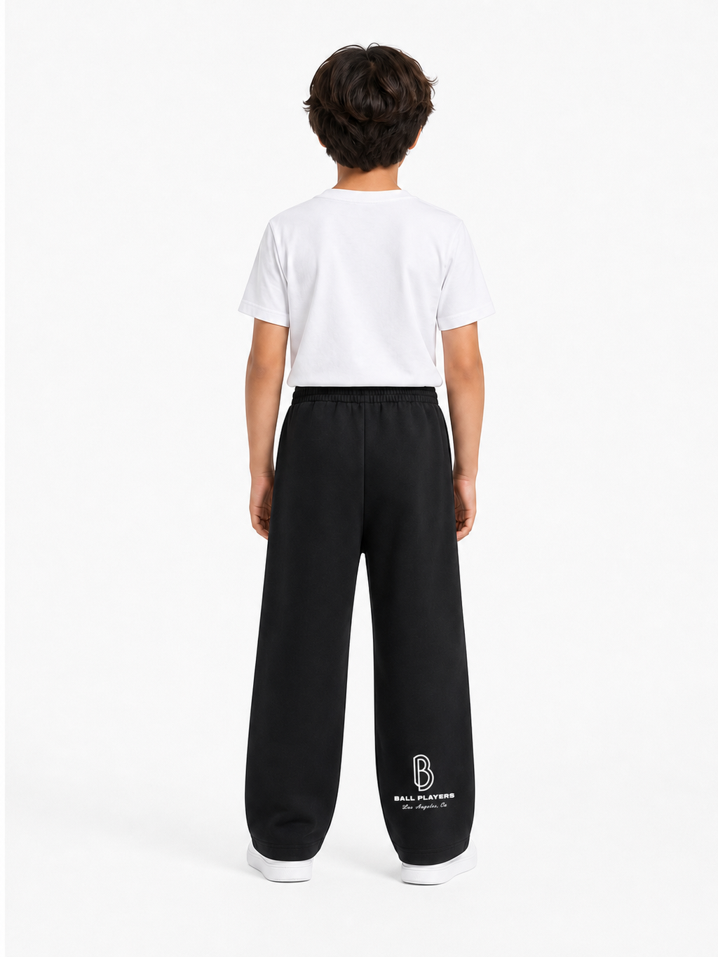 Essential Kids’ Straight-Leg Sweatpants back model view