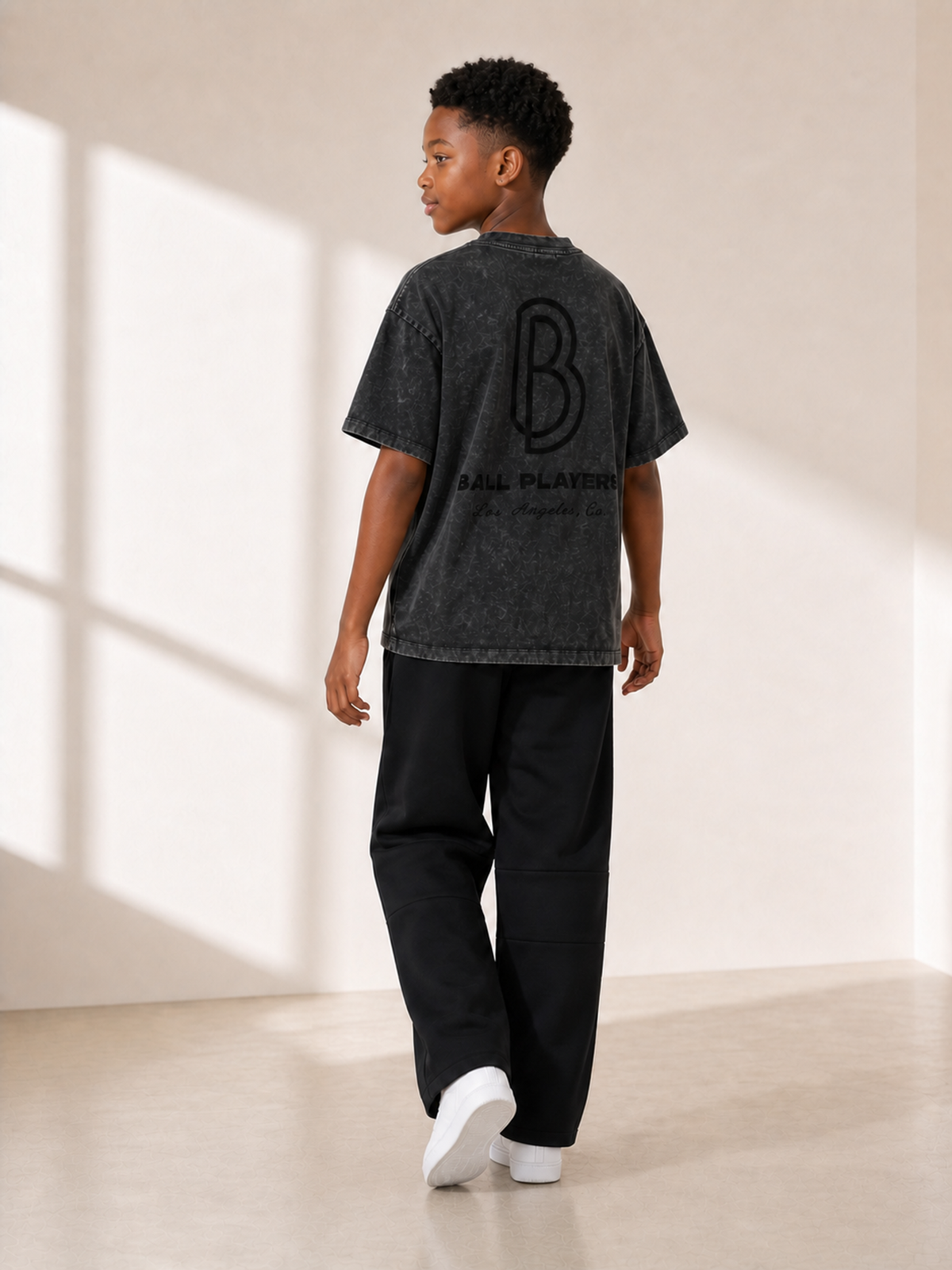 Essential Kids' Straight-Leg Sweatpants back model view