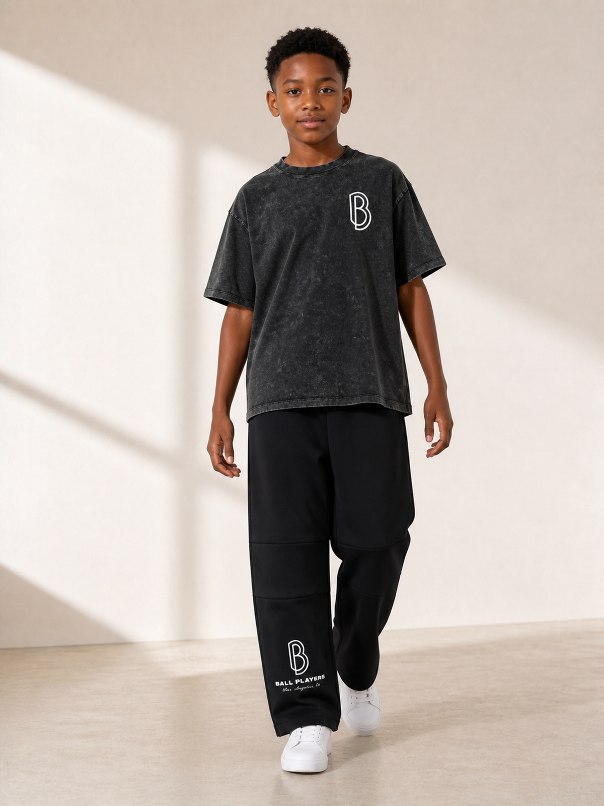 Essential Kids' Straight-Leg Sweatpants front model view