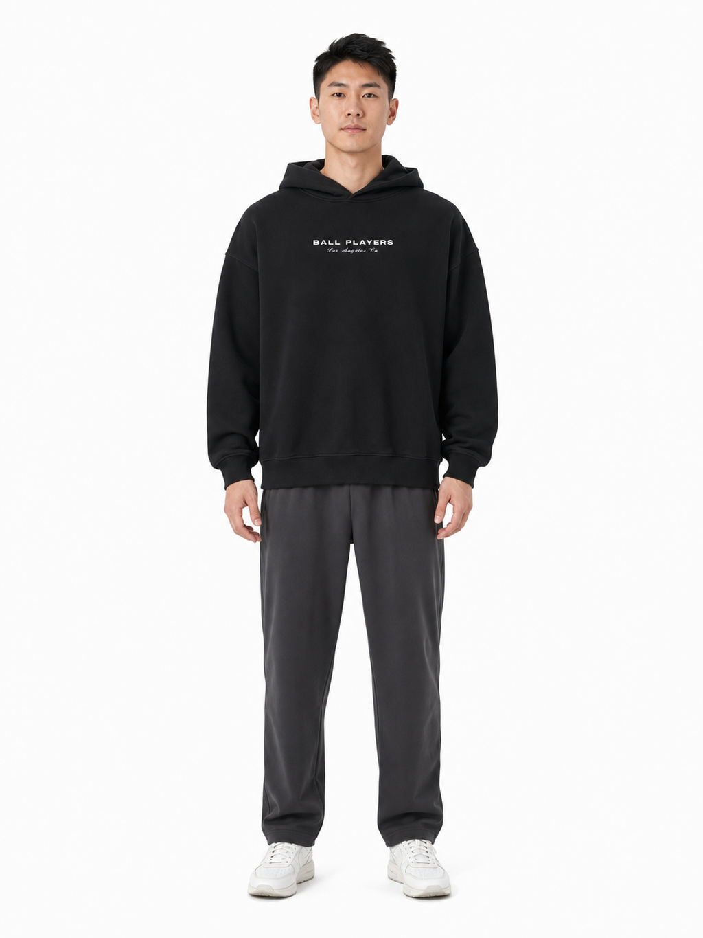Fleeced Boxy Hoodie front model view