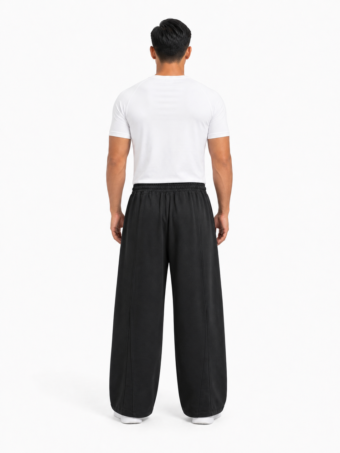 Heavyweight Wide Leg Panel Sweatpants back model view