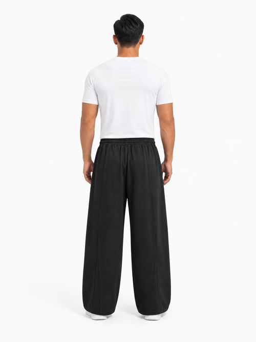 Heavyweight Wide Leg Panel Sweatpants back model view