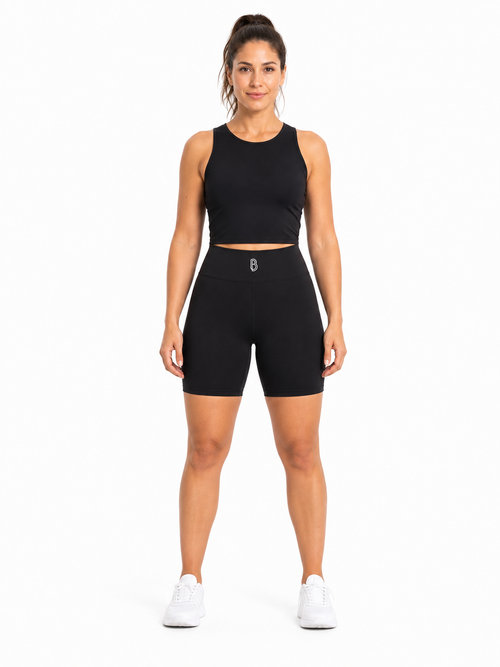 High-Waisted Blend Biker Shorts front model view
