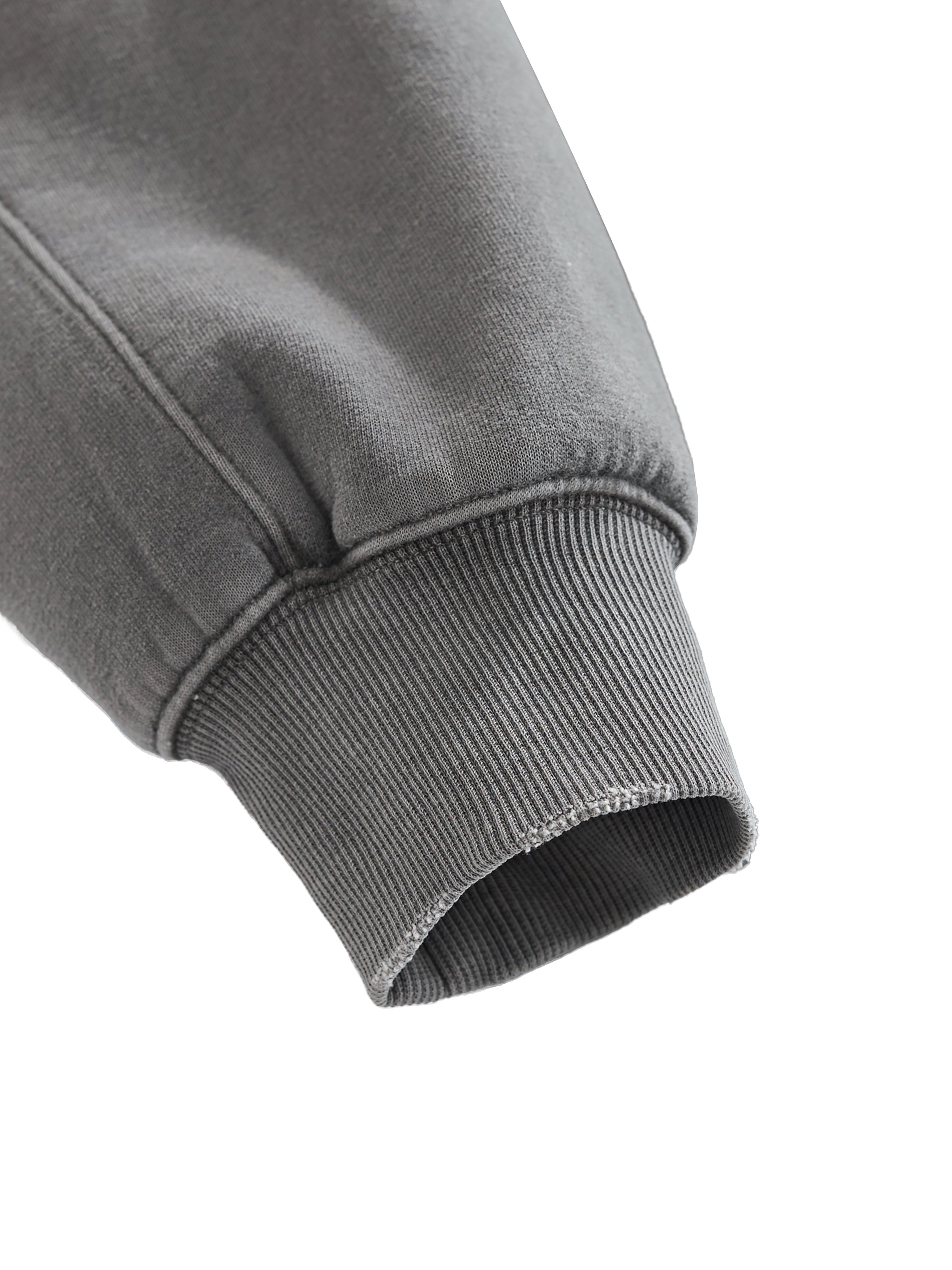 Frayed Enzyme Washed Fleece Hoodie fabric detail view 2