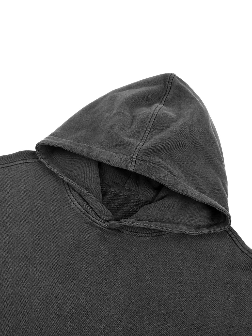 Snow Washed Raw Edge Double Layered Hoodie fabric detail view 4