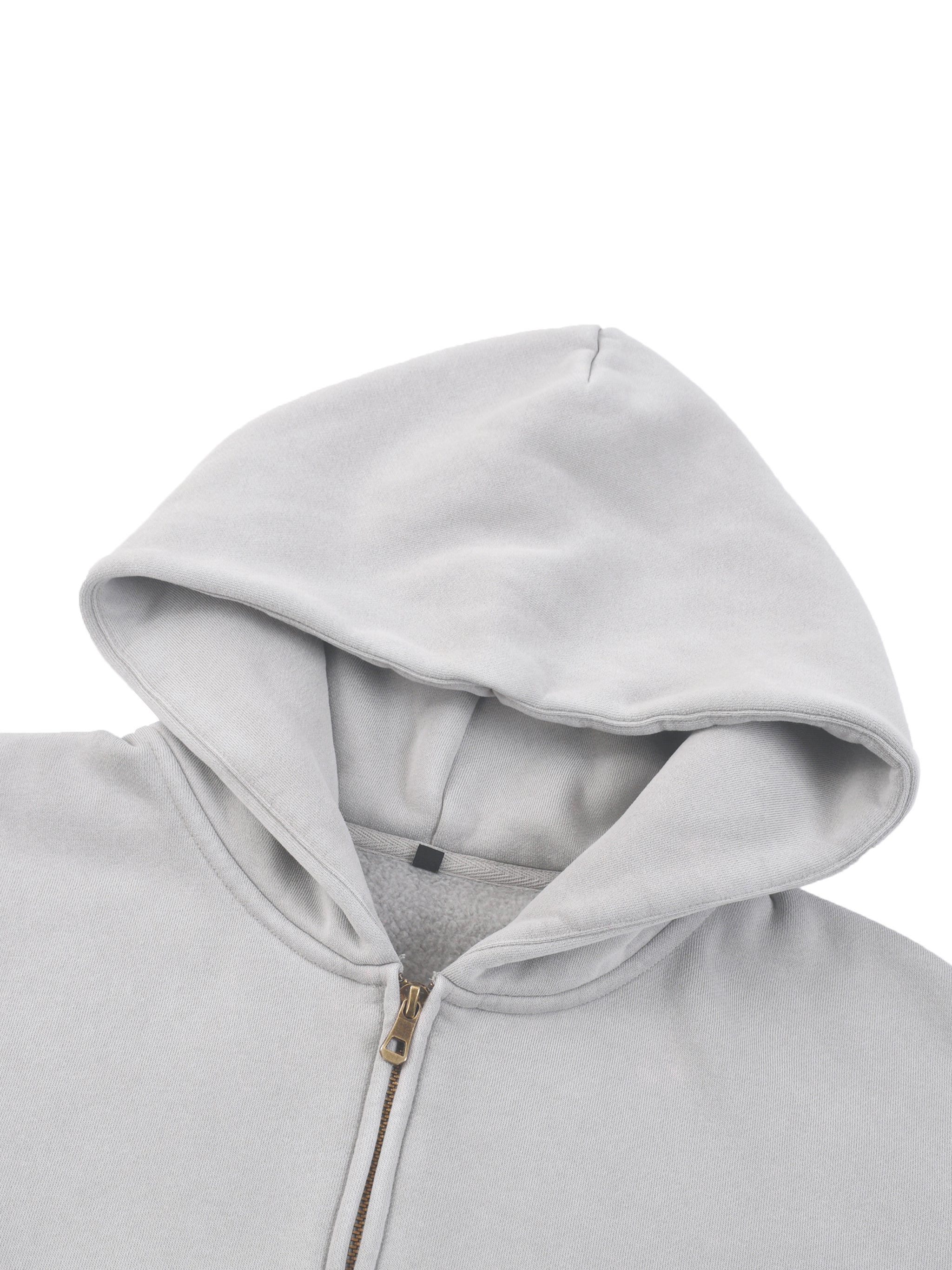 Sunfade Two-way Zipper Boxy Fleece Hoodie fabric detail view 1