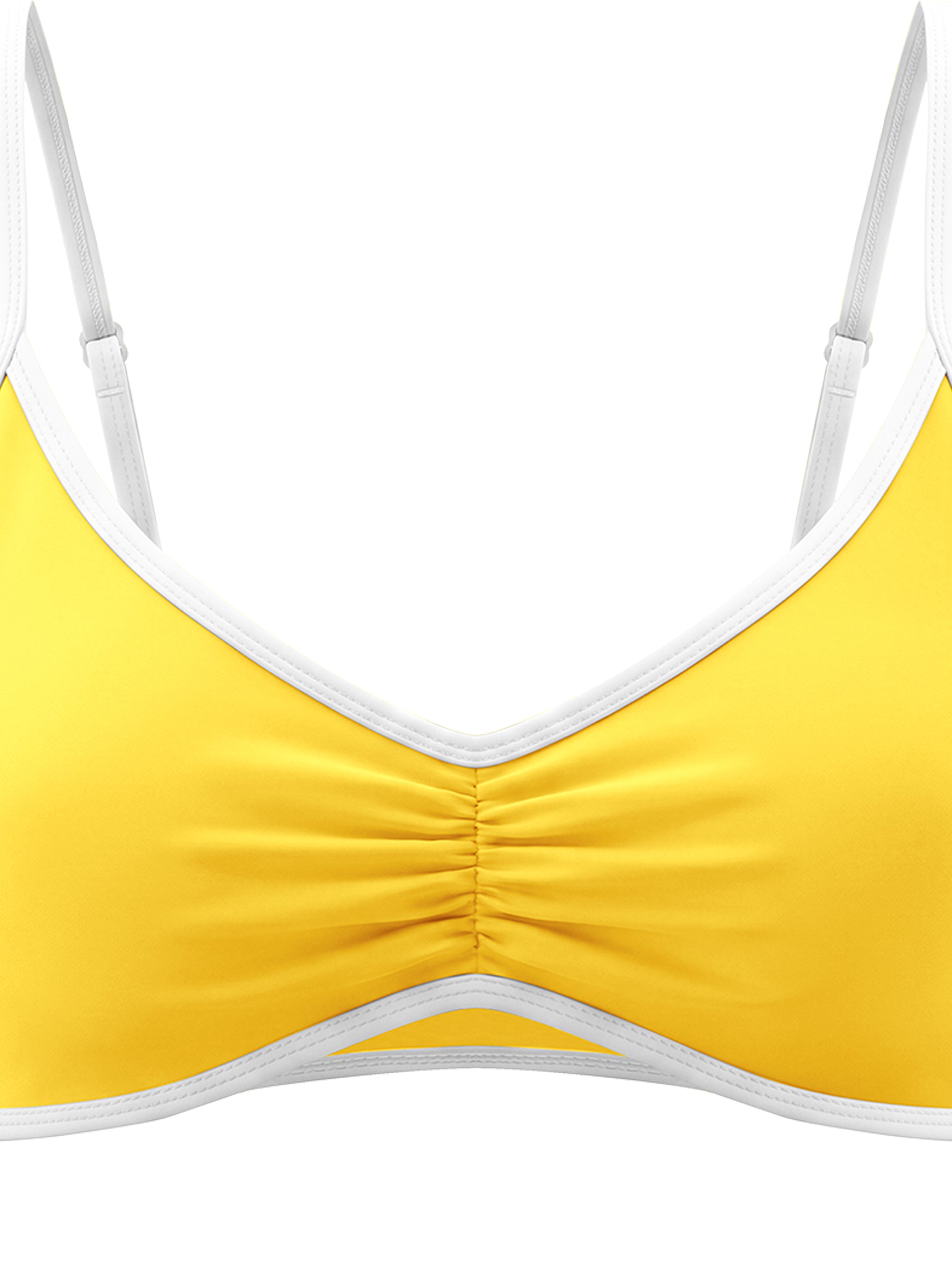 Women's Color Block Ruched V-Neck Sports Bra fabric detail view 1