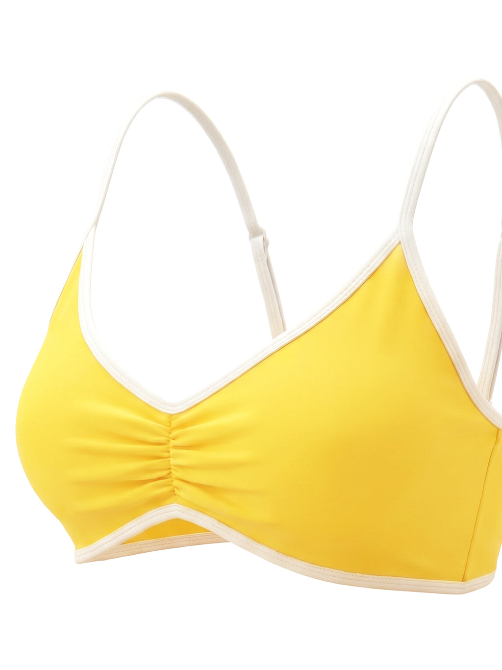 Women's Color Block Ruched V-Neck Sports Bra fabric detail view 3