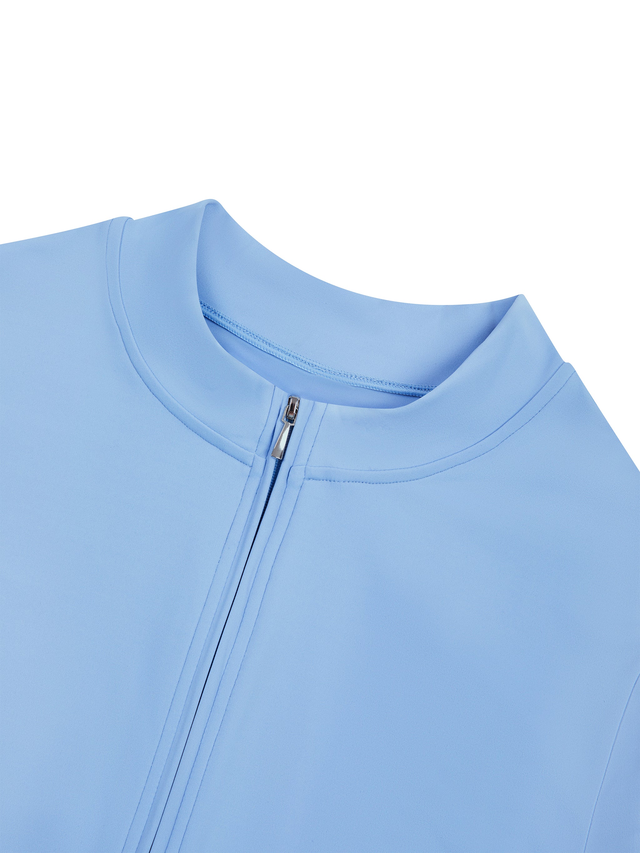 Women’s Tight Flared Leg Quarter-Zip Jumpsuit fabric detail view 1