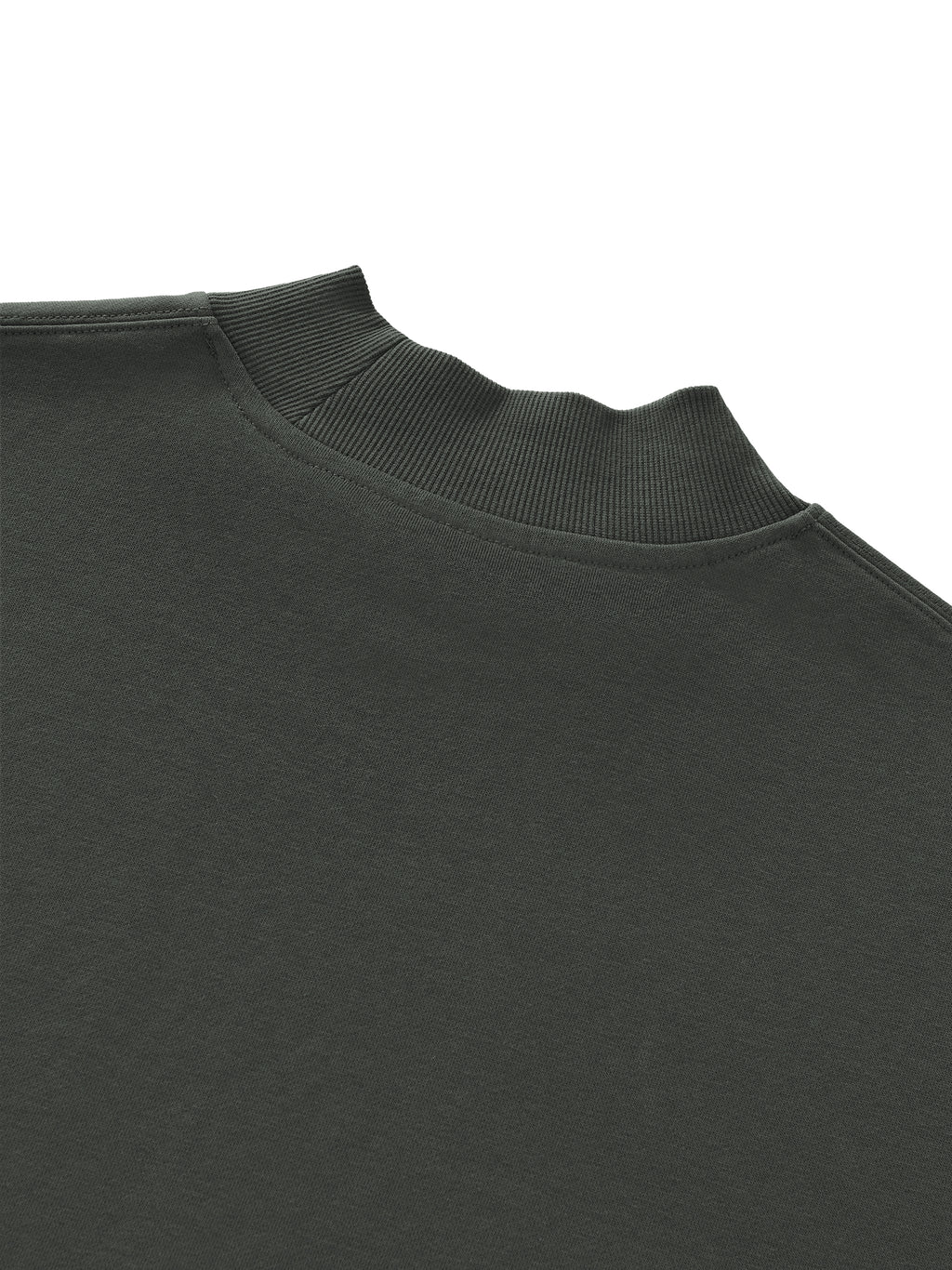Unisex Mock Neck Raw Edge Boxy Sweatshirt fabric detail view 2