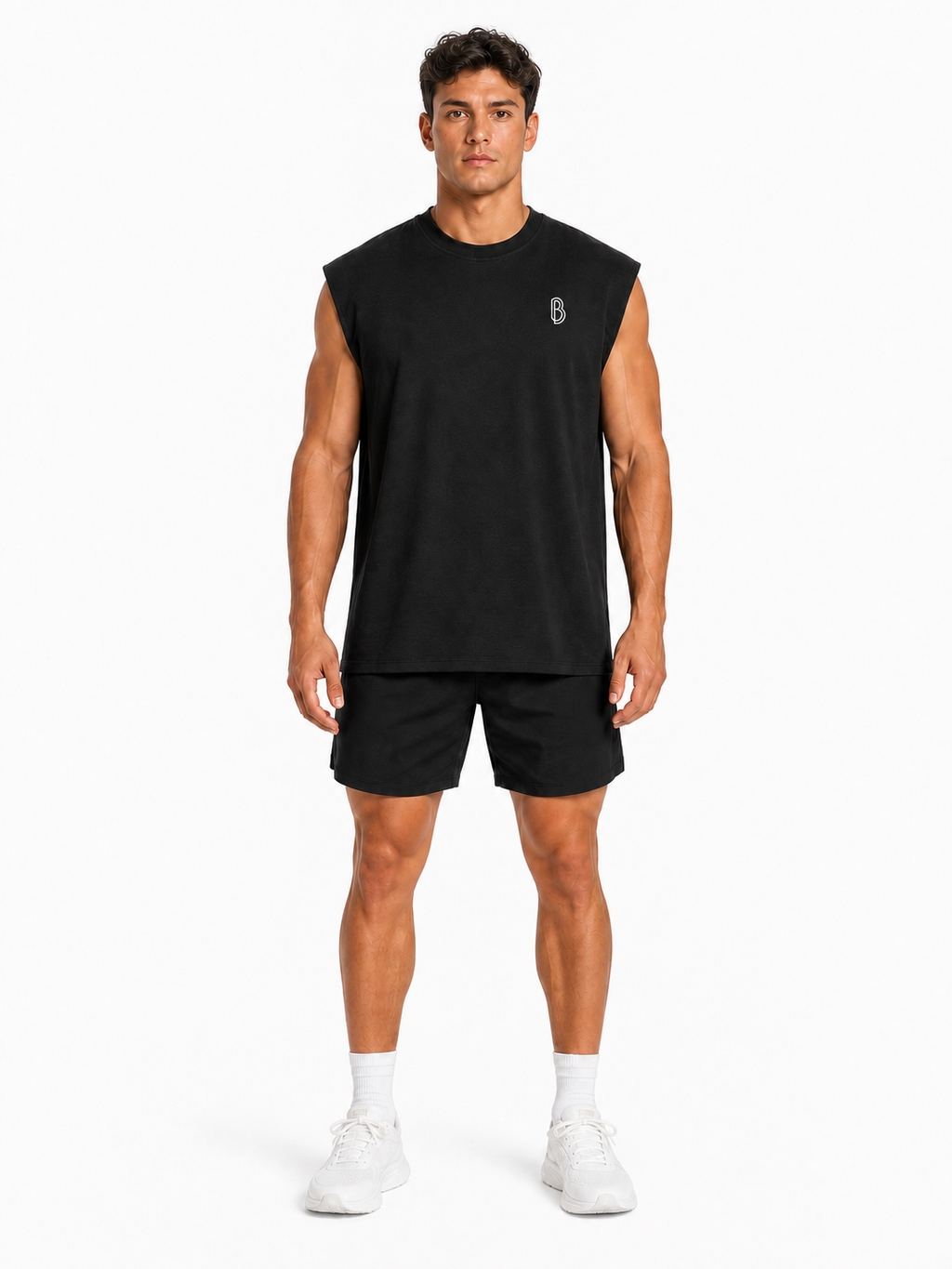 Men’s Oversized Cotton Tank Top front model view