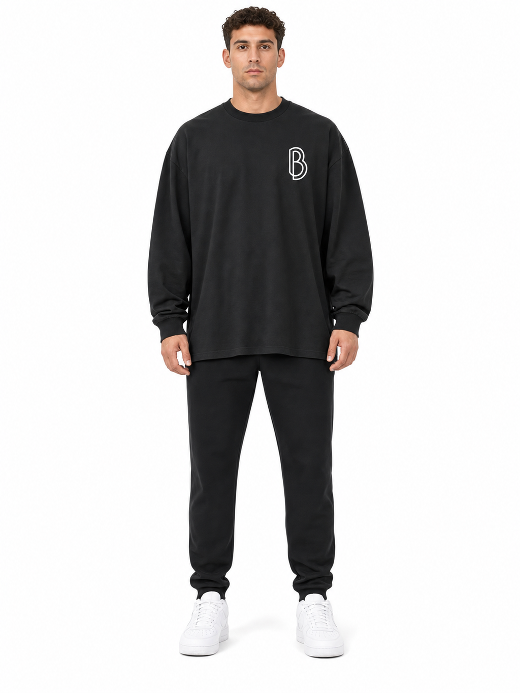 Oversized Mens Long Sleeve T-Shirt front model view