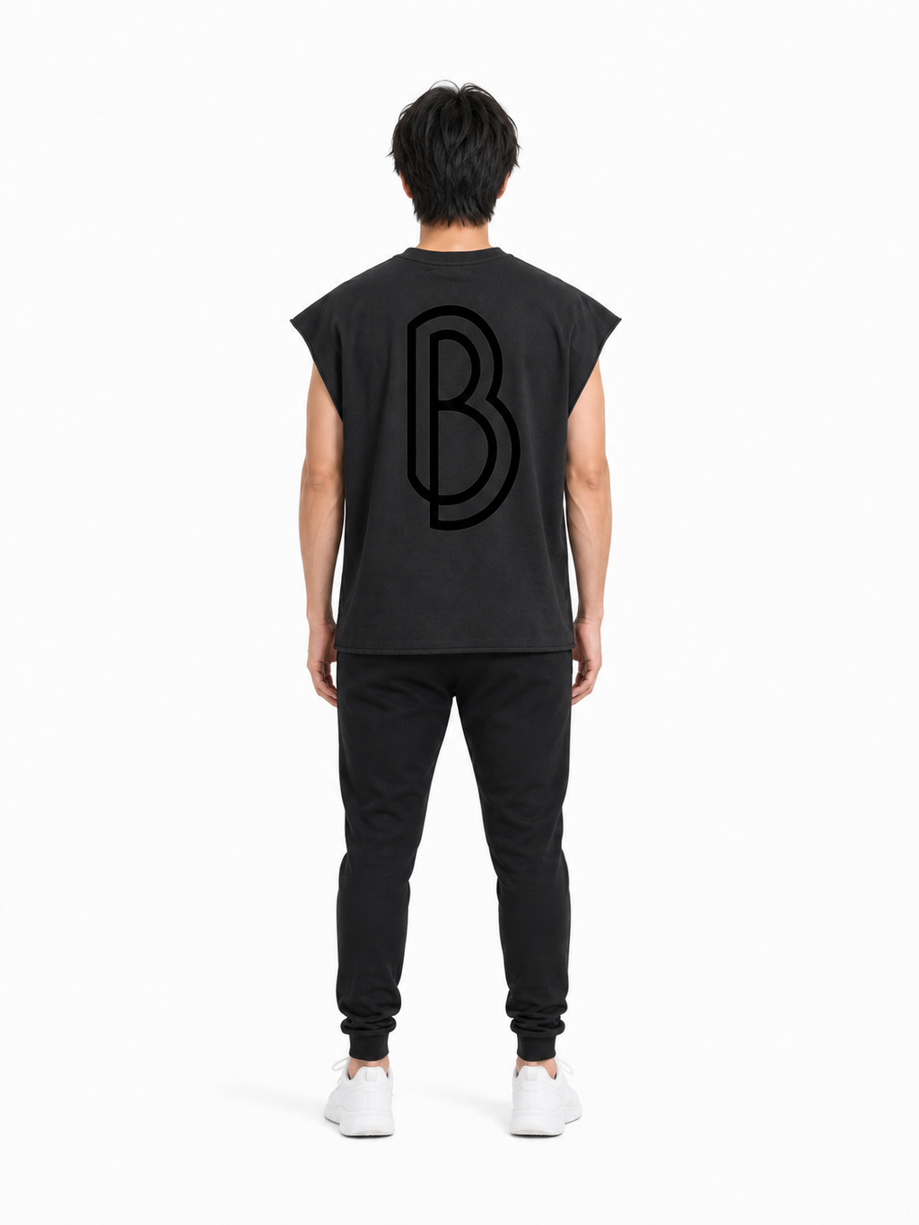 Raw Edge Boxy Non-Shrink T-Shirt back model view