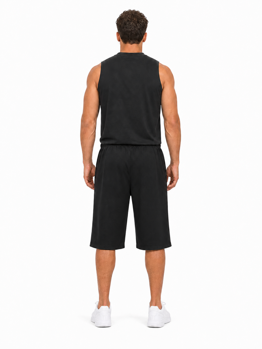 Relaxed Drawstring Three-quarter Sweatpants back model view