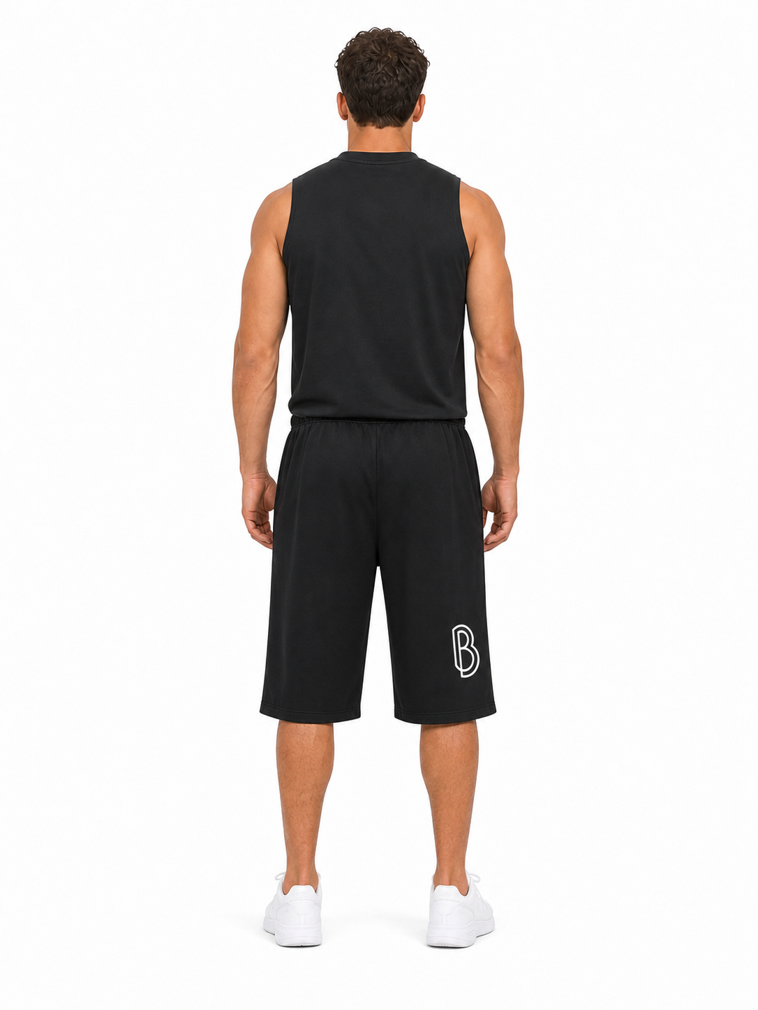 Relaxed Drawstring Three-quarter Sweatpants back model view
