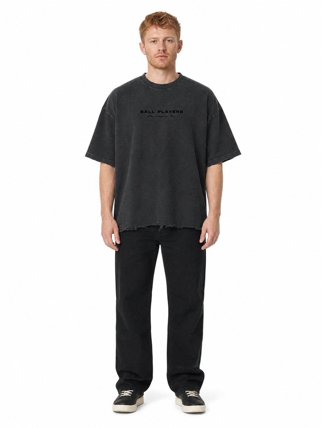 Snow Wash Raw-Hem Boxy T-shirt front model view