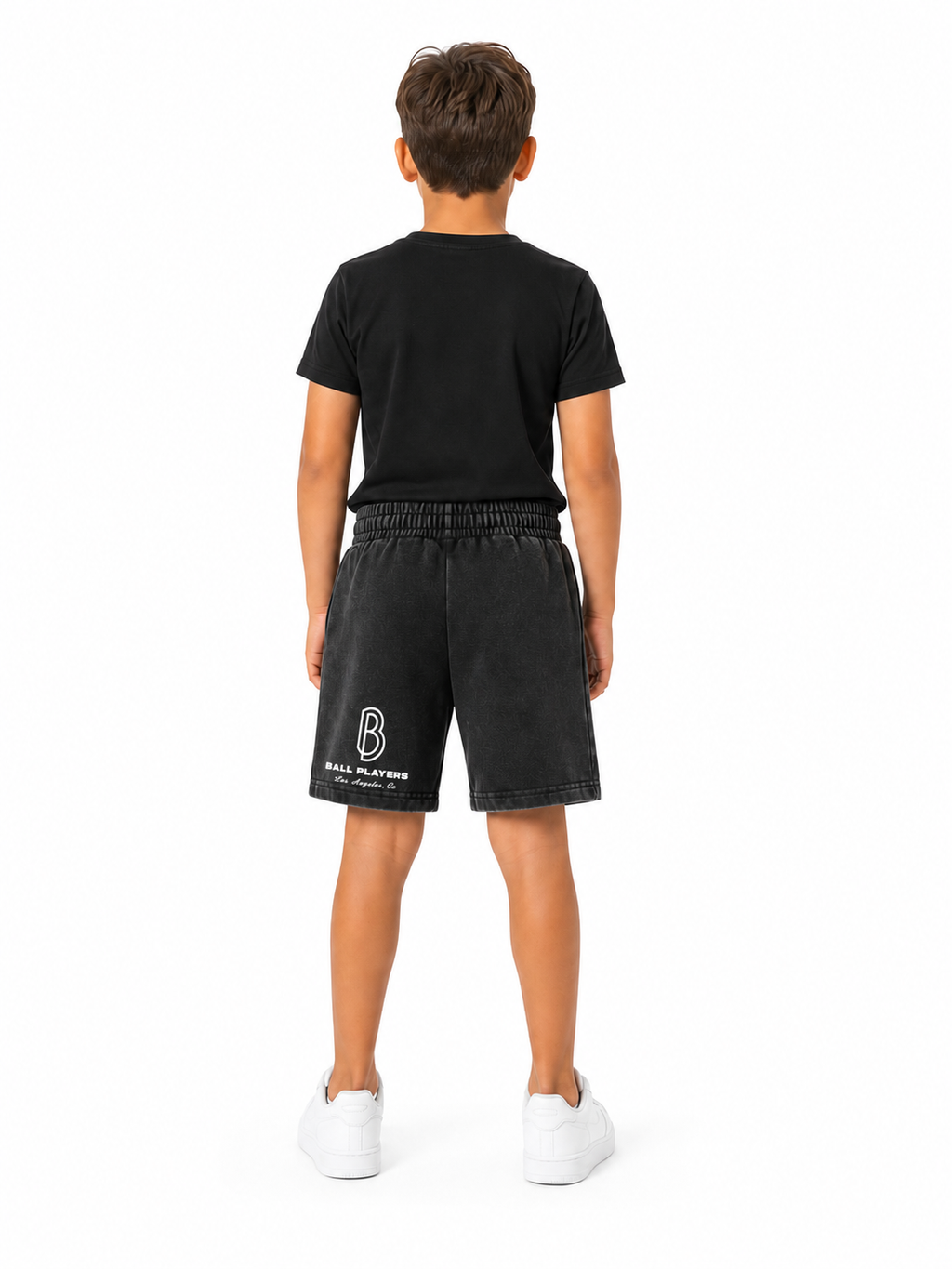 Snow Washed Kids’ Shorts back model view