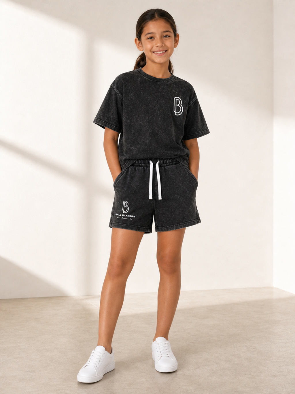 Snow Washed Kids' Shorts front model view