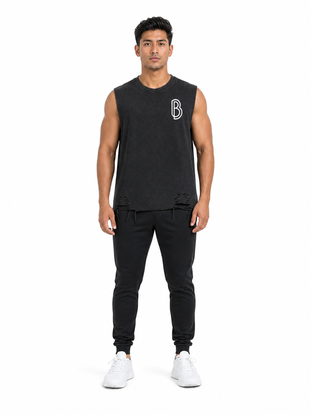 Snow Washed Raw-Hem Tank Top front model view