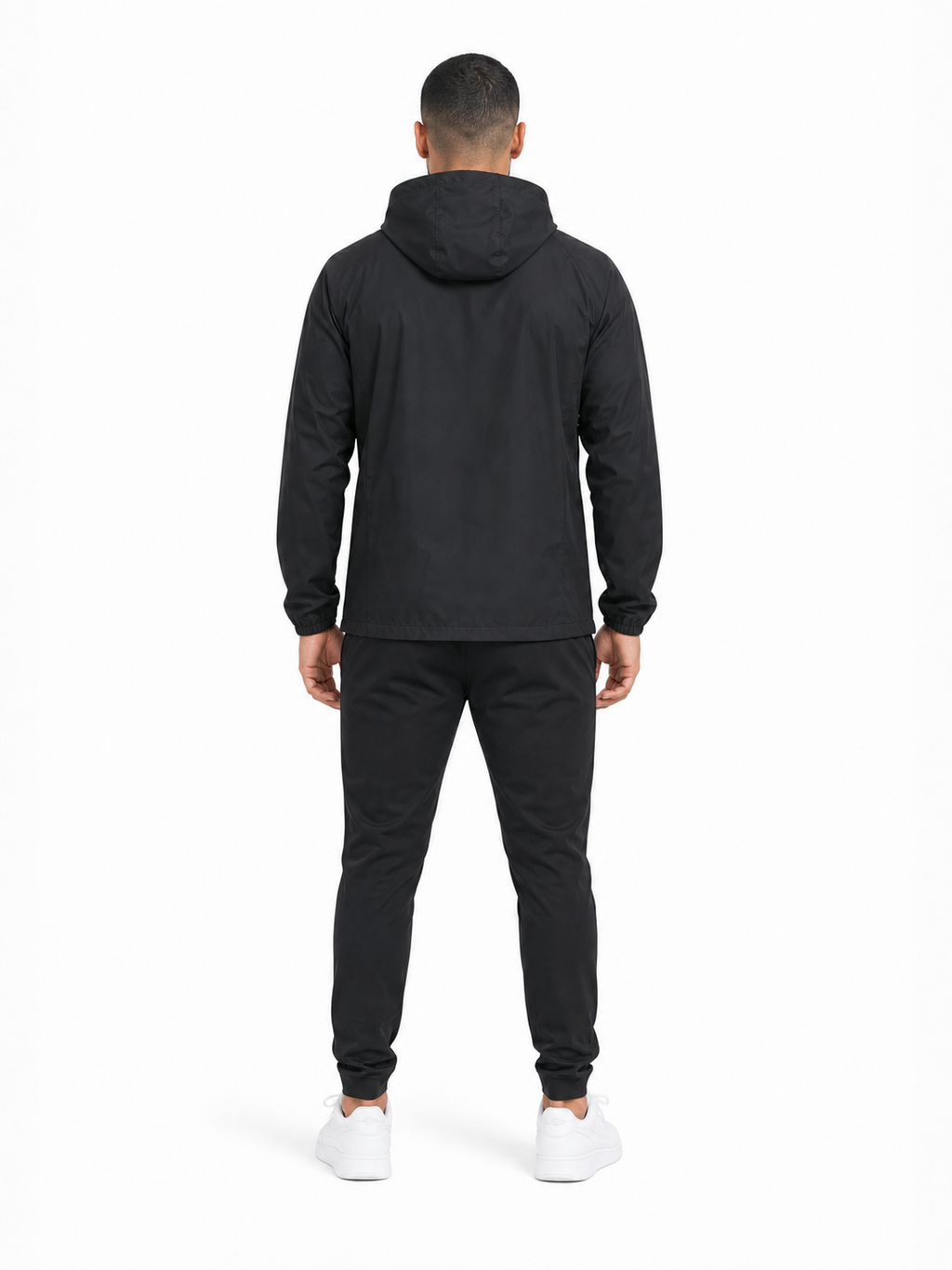 Soft Hooded Sports Jacket back model view