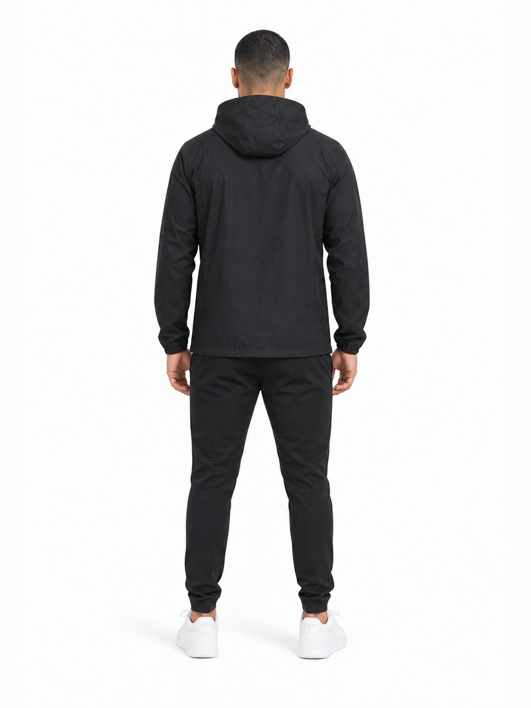 Soft Hooded Sports Jacket back model view