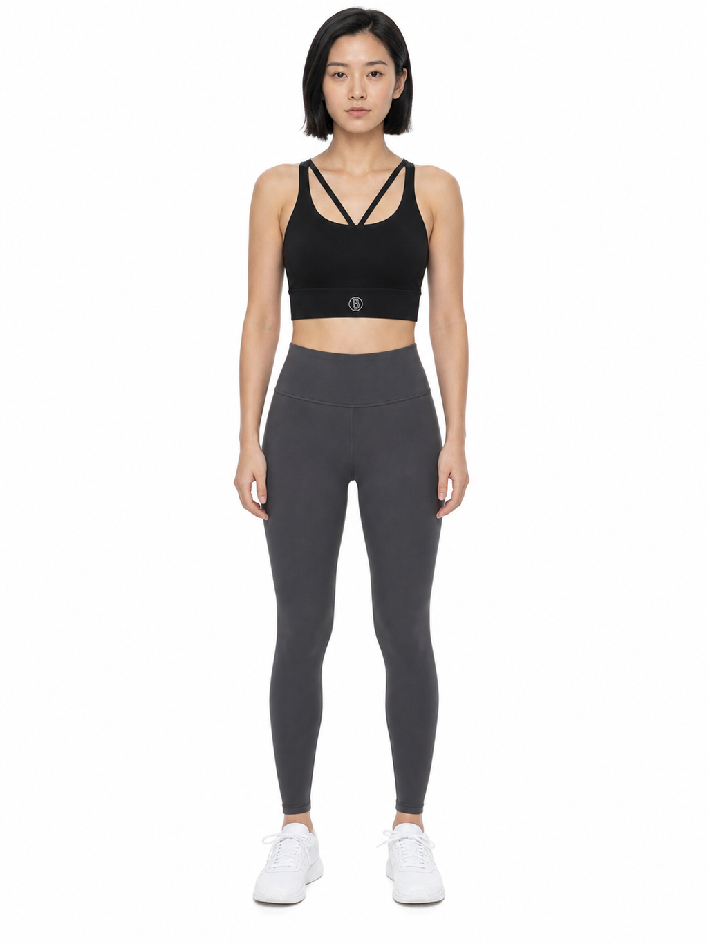 Strappy Criss-Cross Sports Bra front model view