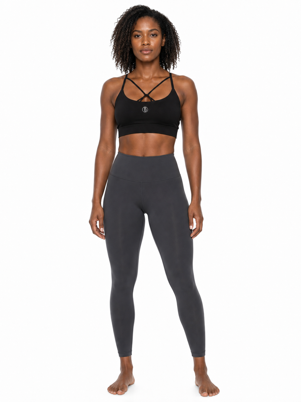 Strappy Criss Cross Yoga Sports Bra front model view