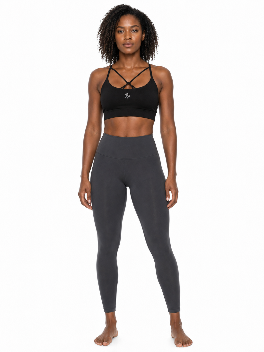 Strappy Criss Cross Yoga Sports Bra front model view