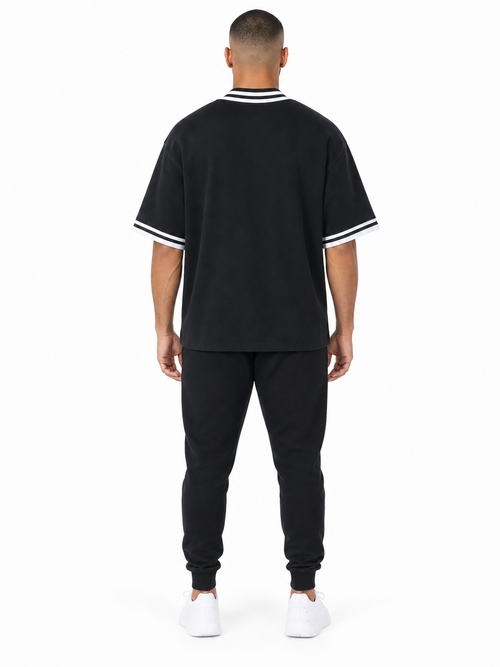 Unisex Boxy Heavyweight Baseball Jersey back model view