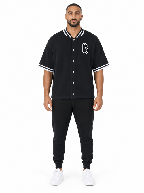Unisex Boxy Heavyweight Baseball Jersey front model view