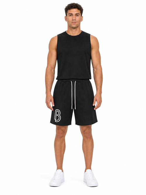 Unisex Drawstring Shorts front model view