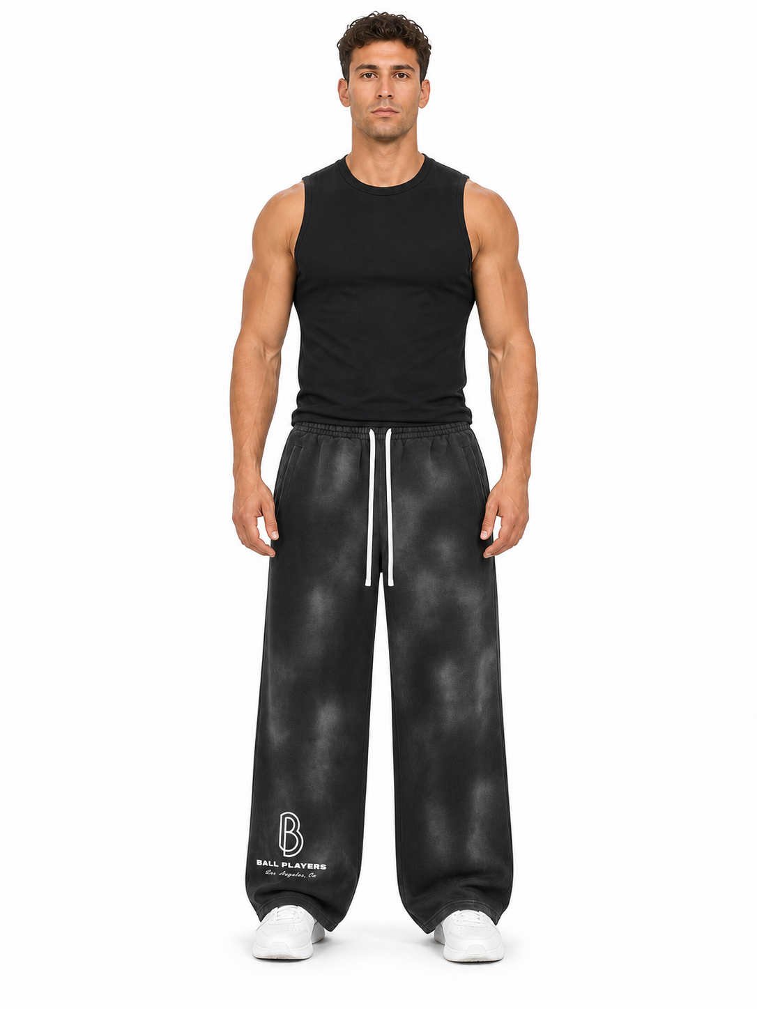 Unisex Sunfade Wide Leg Fleece Sweatpants front model view